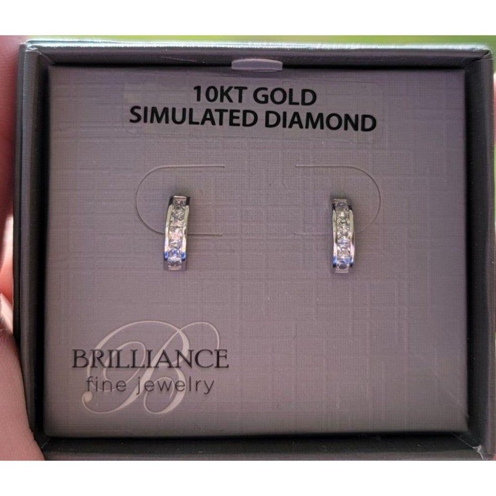 Solid 10K WG Half Hoop Earrings